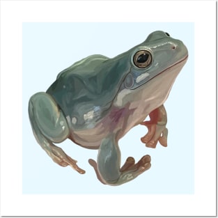 Happy Australian Green Tree Frog Posters and Art